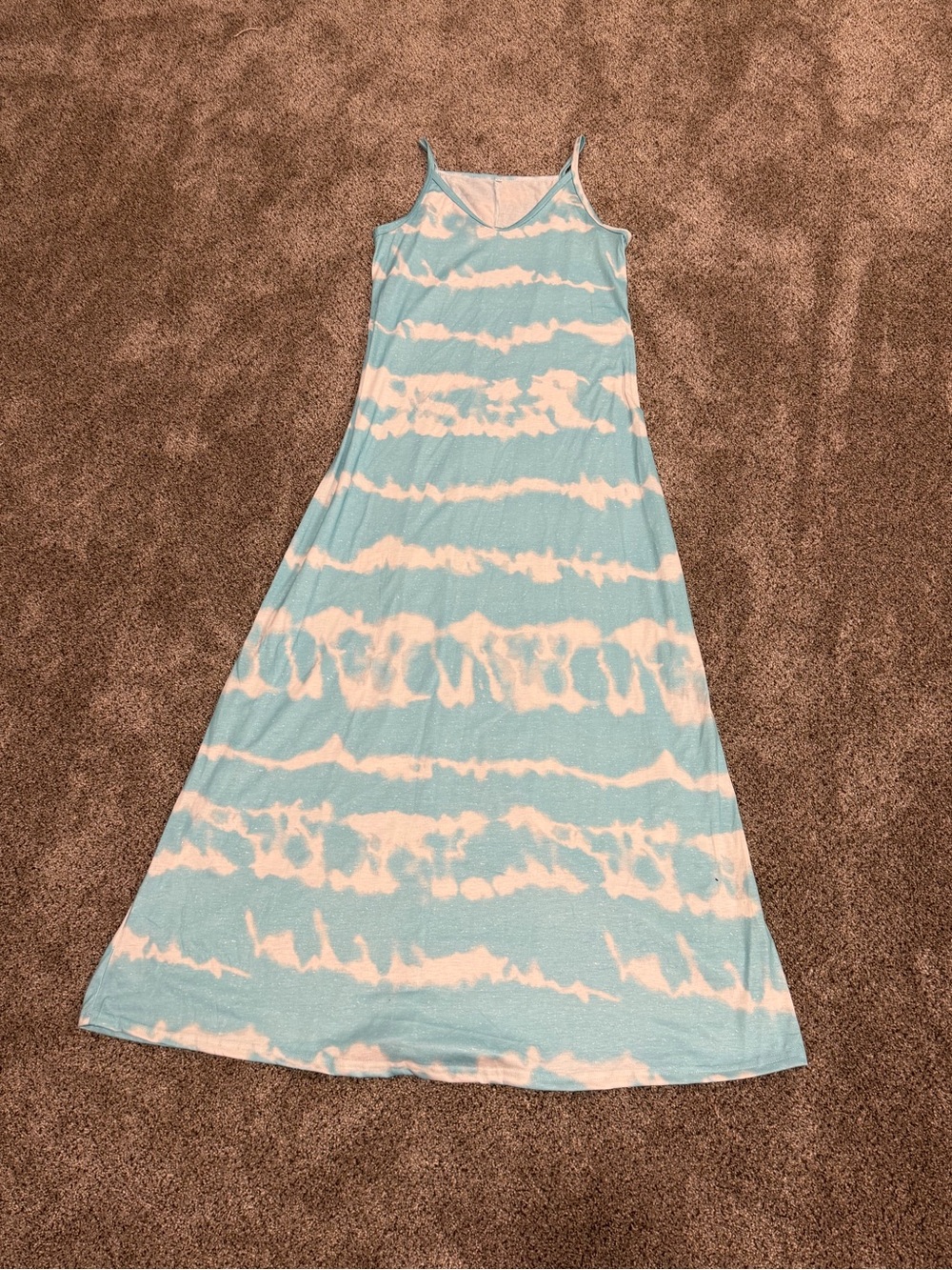 Sleeveless Blue & White Tie-Dye Maxi Dress